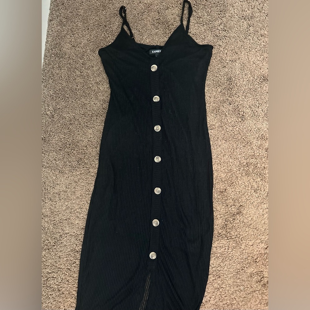 Button Down Midi Ribbed Dress